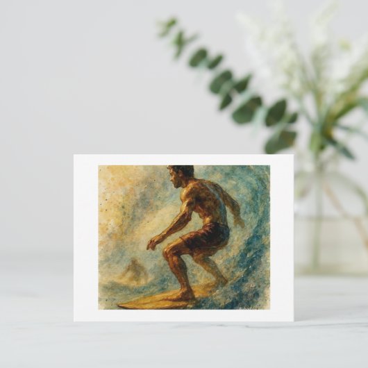 Surfer Riding A Large Wave, Postkarte (Stehend Vorderseite)
