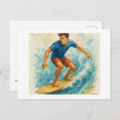 Surfer Riding a Wave, Postkarte (Vorne/Hinten)