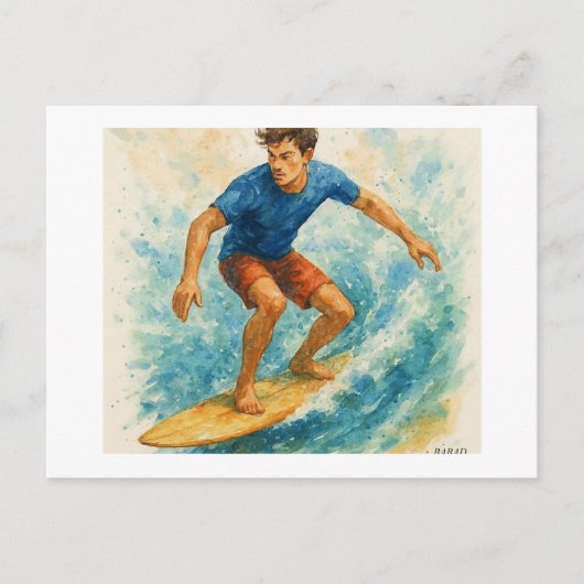 Surfer Riding a Wave, Postkarte (Vorderseite)