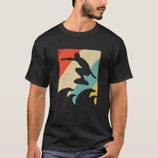 Surfer Riding Waves Vintag Surfen T-Shirt (Vorderseite)