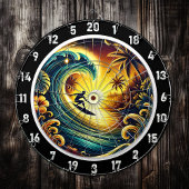 Surfer Riving Sunset Wave Kunst Dartscheibe