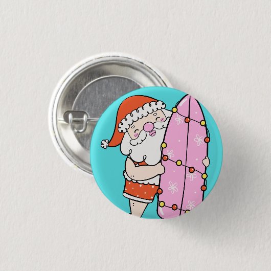 Surfer Santa Button (Vorne & Hinten)