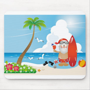 surfer santa claus mousepad