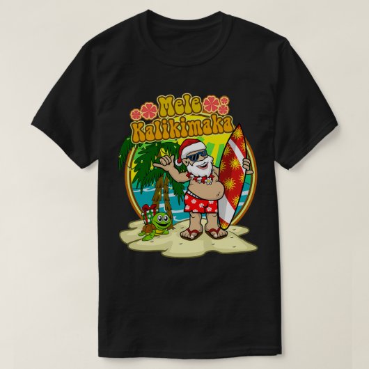 Surfer Santa Hawaiian Weihnachten T-Shirt (Design vorne)