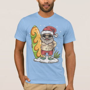 Surfer Santa mit Tattoo T-Shirt