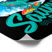 Surfer Saurus Rex Surfen Dinosaur Surf Dino Surfe Poster (Ecke)