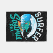Surfer Saurus Rex Surfen Dinosaurier Surfen Dino S Fleecedecke (Vorderseite (Horizontal))