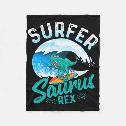 Surfer Saurus Rex Surfing Dinosaur Surf Dino Surfe Fleecedecke (Vorderseite)