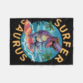 Surfer Saurus T-Rex Dinosaurier Surfen Dino Fahrer Fleecedecke (Vorderseite (Horizontal))