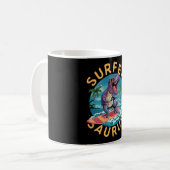 Surfer Saurus T-Rex Dinosaurier Surfen Dino Reiter Kaffeetasse (Vorderseite Links)