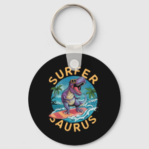 Surfer Saurus T-Rex Dinosaurier Surfen Dino Reiter Schlüsselanhänger