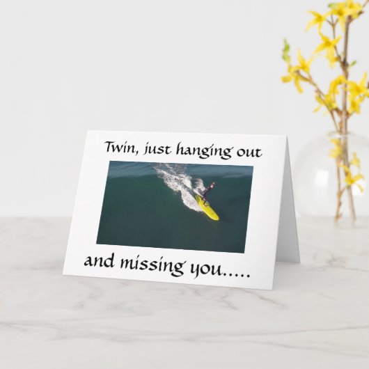 SURFER SENDET "TWIN" EINE BOTSCHAFT FÜR DEN GEBURT KARTE (Gelbe Blume)