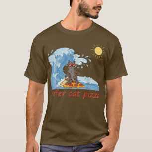 Surfer Shirt Retro Pizza Boy Surfer Cat Pizza Chee