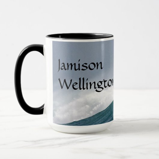 Surfer silhouette Catching a huge wave Personalize Tasse (Links)
