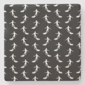 Surfer-Silhouette, die mit Surfbrett-Muster surft Steinuntersetzer (Vorderseite)