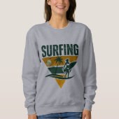 Surfer Silhouette Retro Surfen, lustiges Surfen Sweatshirt (Vorderseite)