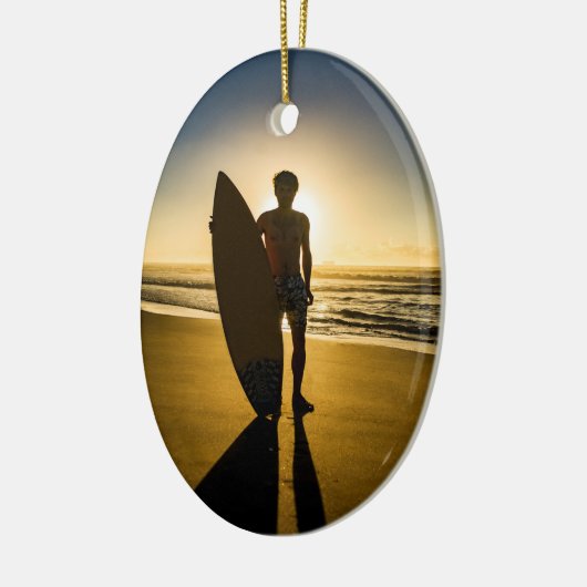 Surfer Silhouette Sonnenaufgang Ornament (Links)