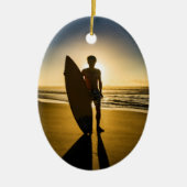 Surfer Silhouette Sonnenaufgang Ornament (Vorne)
