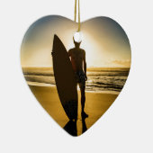 Surfer-Silhouette während des Sonnenaufgangs Keramik Ornament (Rechts)