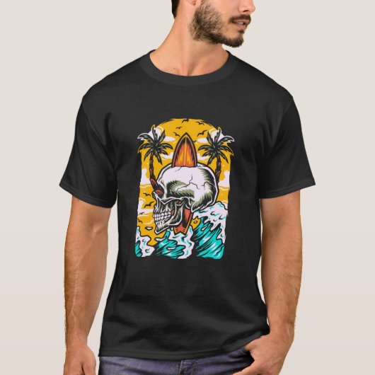 Surfer Skeleton Waves  Surfboard Surfrider Taco Su T-Shirt (Vorderseite)
