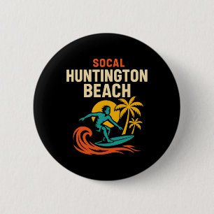 Surfer Socal Huntington Beach Vintage Herren Stran Button