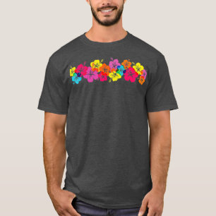 Surfer-Stil Vintage Hibiskus-Blumenreihe Strand T-Shirt