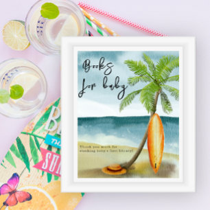 Surfer-Strand-Baby-Party - Bücher fürs Baby Poster