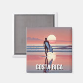 Surfer Sunset Costa Rica Magnet (Vorderseite/Rückseite)