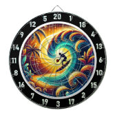 Surfer Sunset Wave Artwork Dartscheibe (vorne)