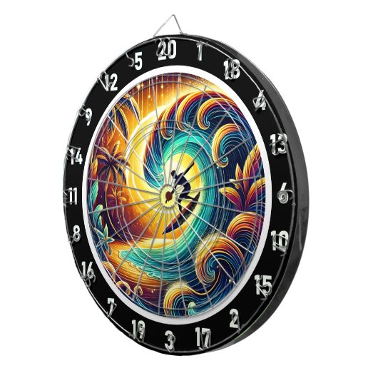 Surfer Sunset Wave Artwork Dartscheibe (Vorderseite rechts)