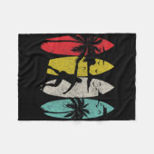 Surfer Surfboard Vintage Surfing Beach Summer Surf Fleecedecke (Vorderseite (Horizontal))