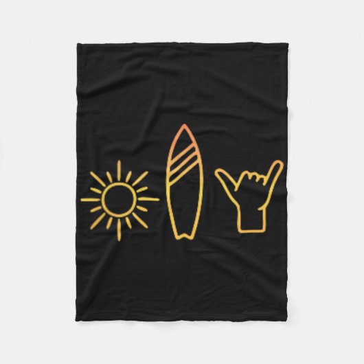 Surfer Surfboard Vintage Surfing Beach Summer Surf Fleecedecke (Vorderseite)