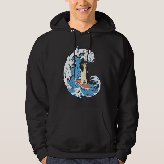 Surfer Surfboard Waves  Surfrider Surfing Llama Hoodie (Vorderseite)