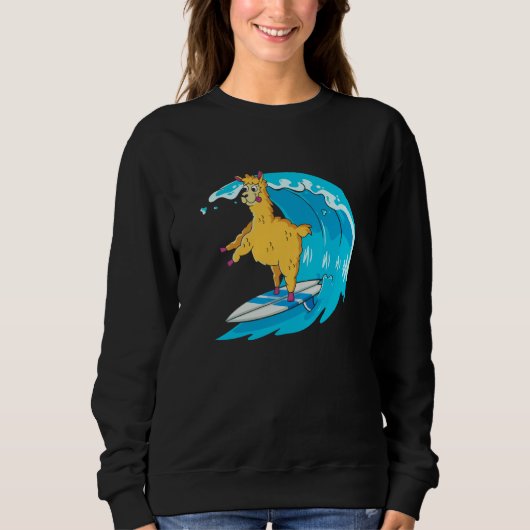 Surfer Surfboard Waves  Surfrider Surfing Llama Sweatshirt (Vorderseite)