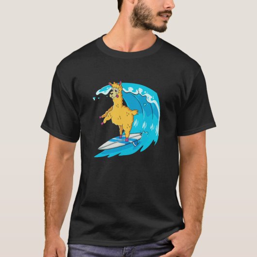 Surfer Surfboard Waves  Surfrider Surfing Llama T-Shirt (Vorderseite)