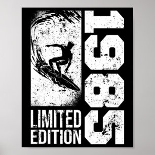 Surfer Surfbrett Vintage Geboren 1985 Geburtstag S Poster