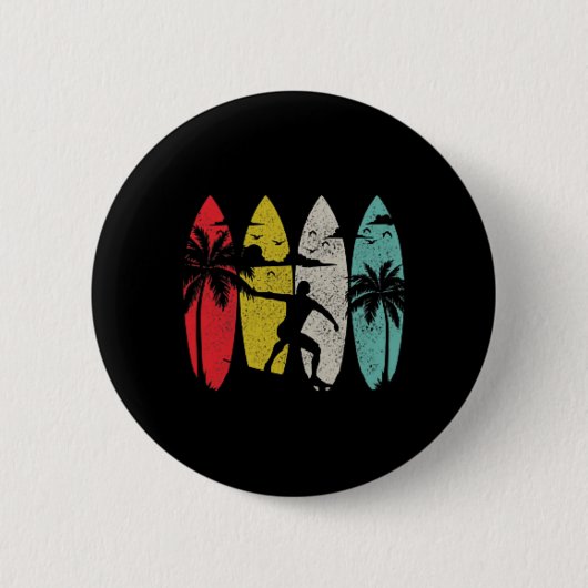 Surfer Surfbrett Vintage Surfen Strand Sommer Surf Button (Vorderseite)