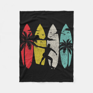 Surfer Surfbrett Vintage Surfen Strand Sommer Surf Fleecedecke