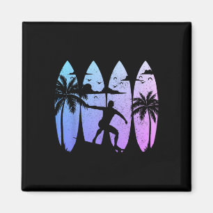 Surfer Surfbrett Vintage Surfen Strand Sommer Surf Magnet