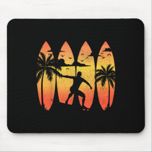 Surfer Surfbrett Vintage Surfen Strand Sommer Surf Mousepad