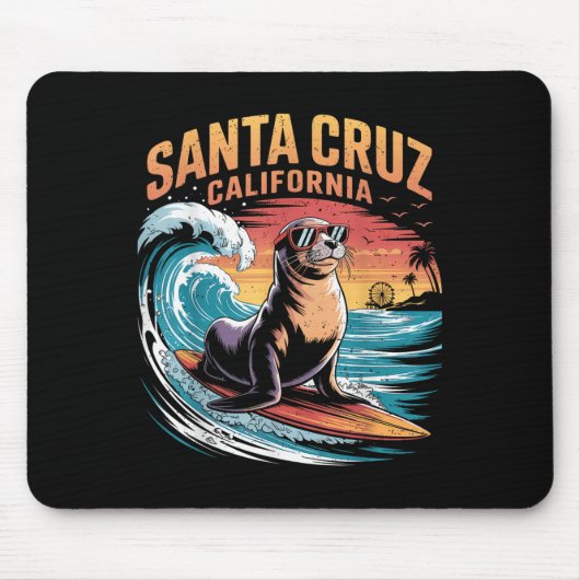 Surfer Surfen 70er 80er Santa Cruz Kalifornien Ret Mousepad (Vorne)