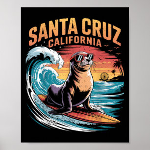 Surfer Surfen 70er 80er Santa Cruz Kalifornien Ret Poster