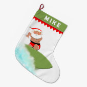 Surfer Surfen Santa Großer Weihnachtsstrumpf (Vorderansicht (hängend))