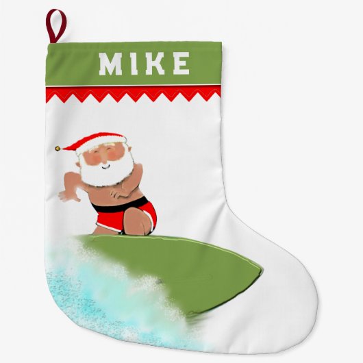 Surfer Surfen Santa Großer Weihnachtsstrumpf (Vorderseite)