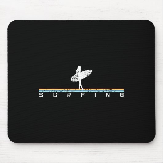 Surfer Surft Surfbrett Vintage Retro Stil Mousepad (Vorne)