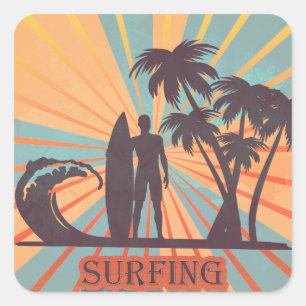 Surfer-Typ-Sticker Quadratischer Aufkleber