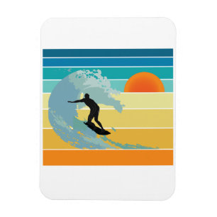 Surfer Typ Vintag Sunset Magnet