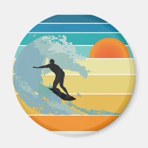 Surfer Typ Vintag Sunset Magnet