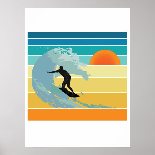 Surfer Typ Vintag Sunset Poster (Vorne)