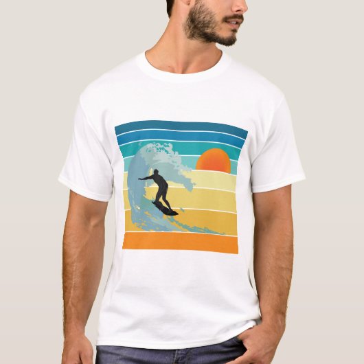 Surfer Typ Vintag Sunset T-Shirt (Vorderseite)